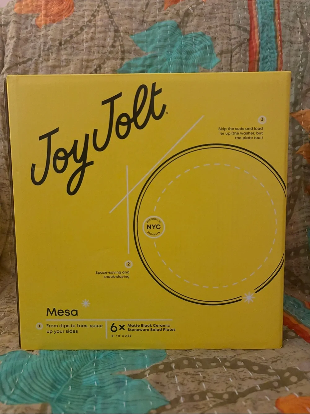 NWT JoyJolt Mesa 6-piece Ceramic Stoneware Salad Plate Set Matte Black